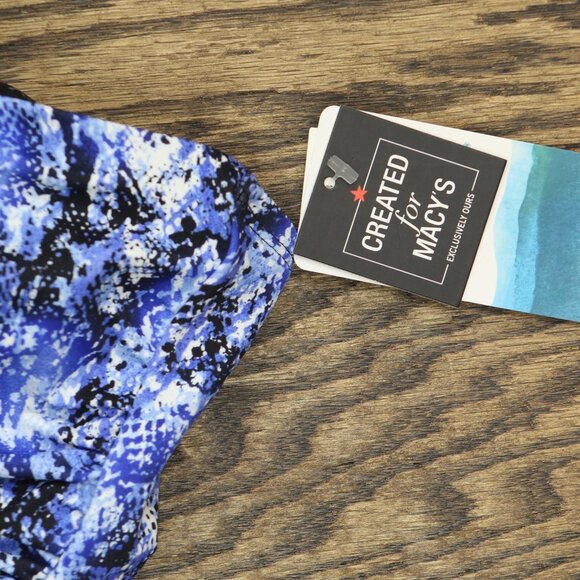 Swim Solutions Womens Shirred Snakeskin-Print One Piece Swimsuit Jungle Blue 8 - Picture 3 of 7